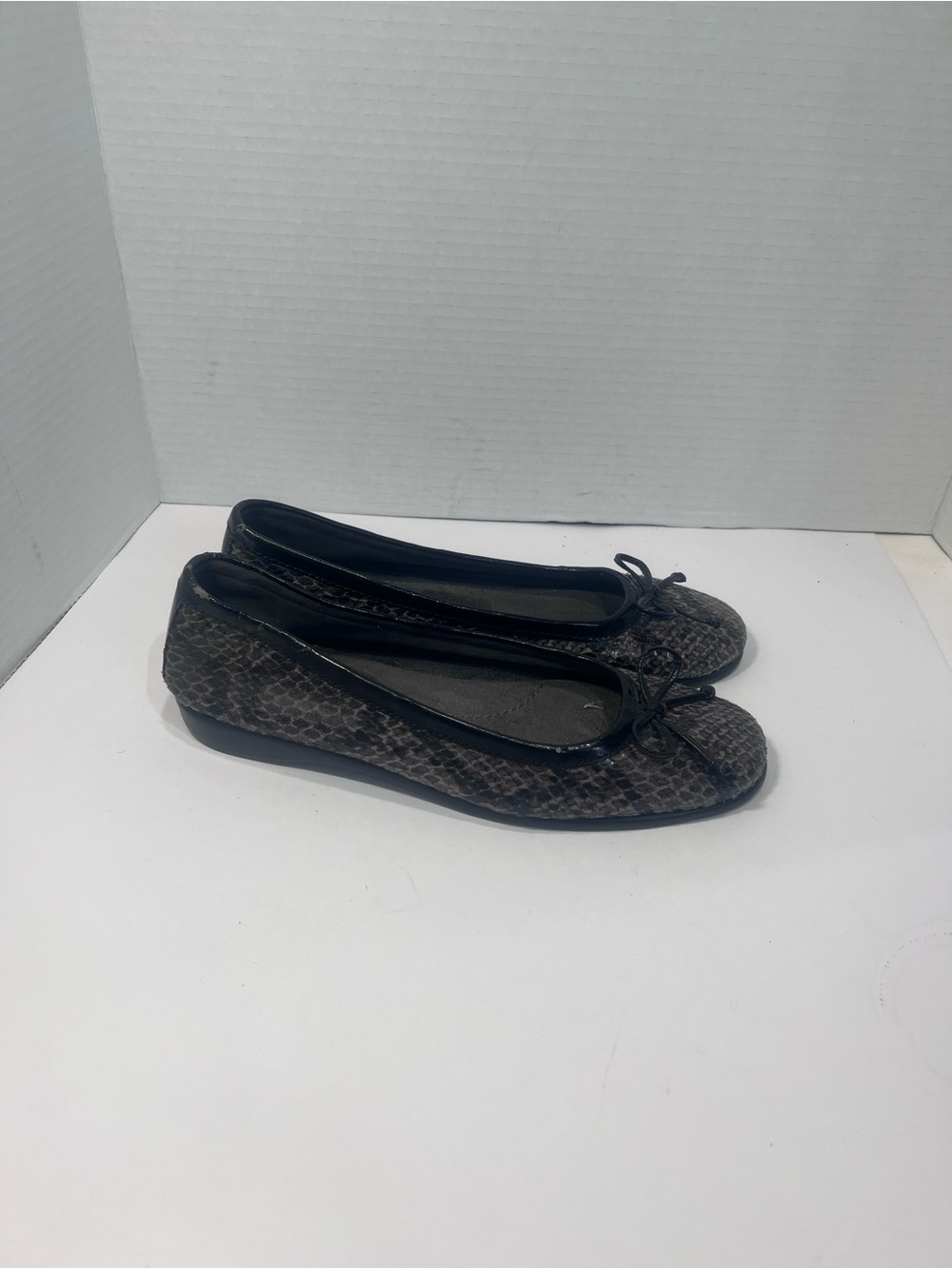 AEROSOLES Women's Snake-Print Ballet Flats - Black/Brown